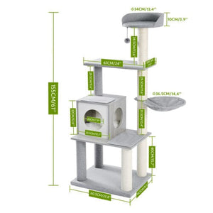 Cat Tree Palace - Cat Scratching Posts USA Cat Furniture 61" Cat Scratching Post / Tree / Pole - Grey