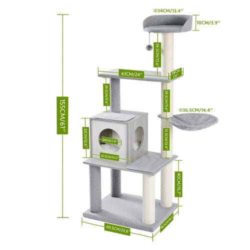 Cat Tree Palace - Cat Scratching Posts USA Cat Furniture 61" Cat Scratching Post / Tree / Pole - Grey