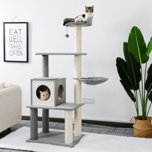 Cat Tree Palace - Cat Scratching Posts USA Cat Furniture 61" Cat Scratching Post / Tree / Pole - Grey