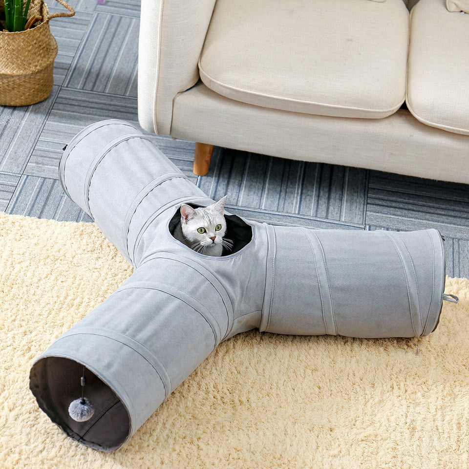 Cat Tree Palace - Cat Scratching Posts USA Cat Furniture Collapsible 3 Way Cat Tunnel