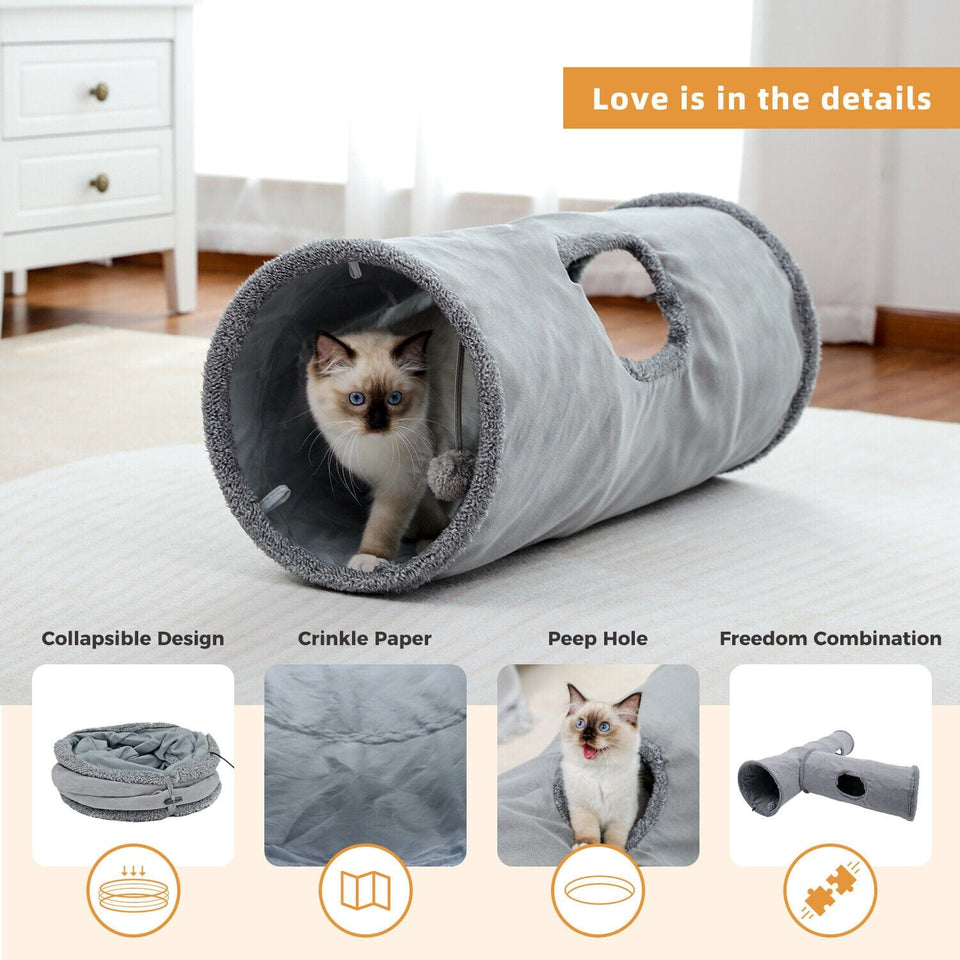 Cat Tree Palace - Cat Scratching Posts USA Cat Furniture Collapsible Cat Tunnel 2 Windows
