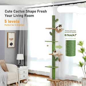 Cat Tree Palace - Cat Scratching Posts USA Cat Scratching Post Specialists | Cat Scratcher Trees & Poles 108" Cactus Adjustable Floor to Ceiling Cat Scratching Post / Tree / Pole - Green